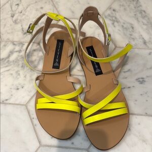 Steven By Steve Madden Yellow Tan Sandals with Crisscross Straps